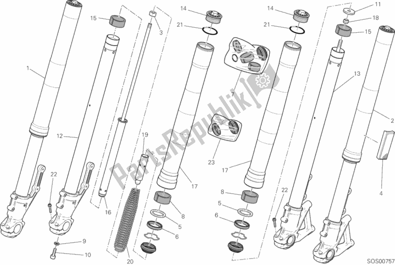 Todas as partes de Garfo Dianteiro do Ducati Scrambler Flat Track Thailand USA 803 2015